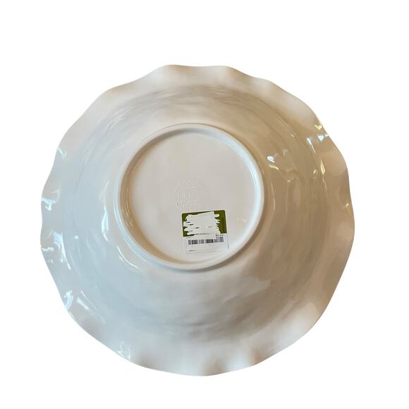 Shabby Chic Green Floral Bumblebee Melamine Serving Bowl 14" Round Scalloped NEW - Picture 8 of 13